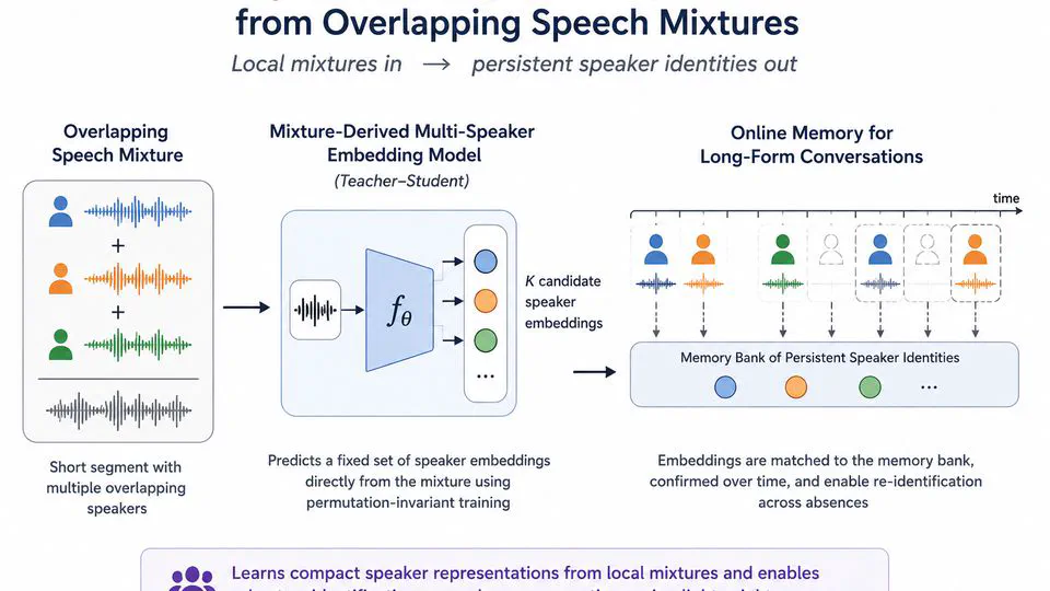 Unmixing The Crowd: Learning Persistent Speaker Representations from Mixture-Derived Multi-Speaker Embeddings